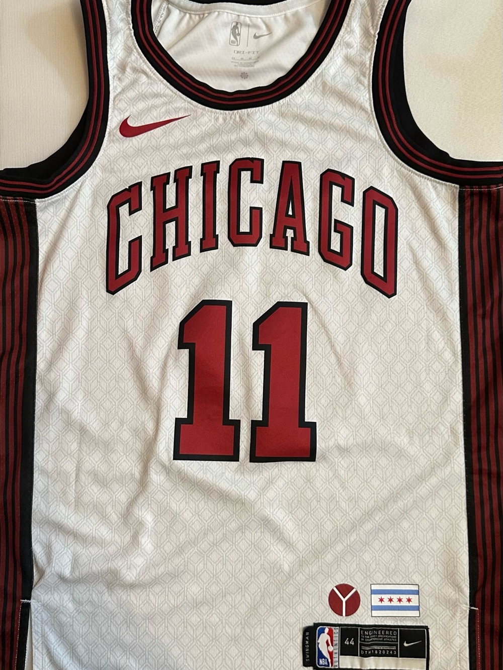 Nike Chicago #11 White and Red Basketball Jersey